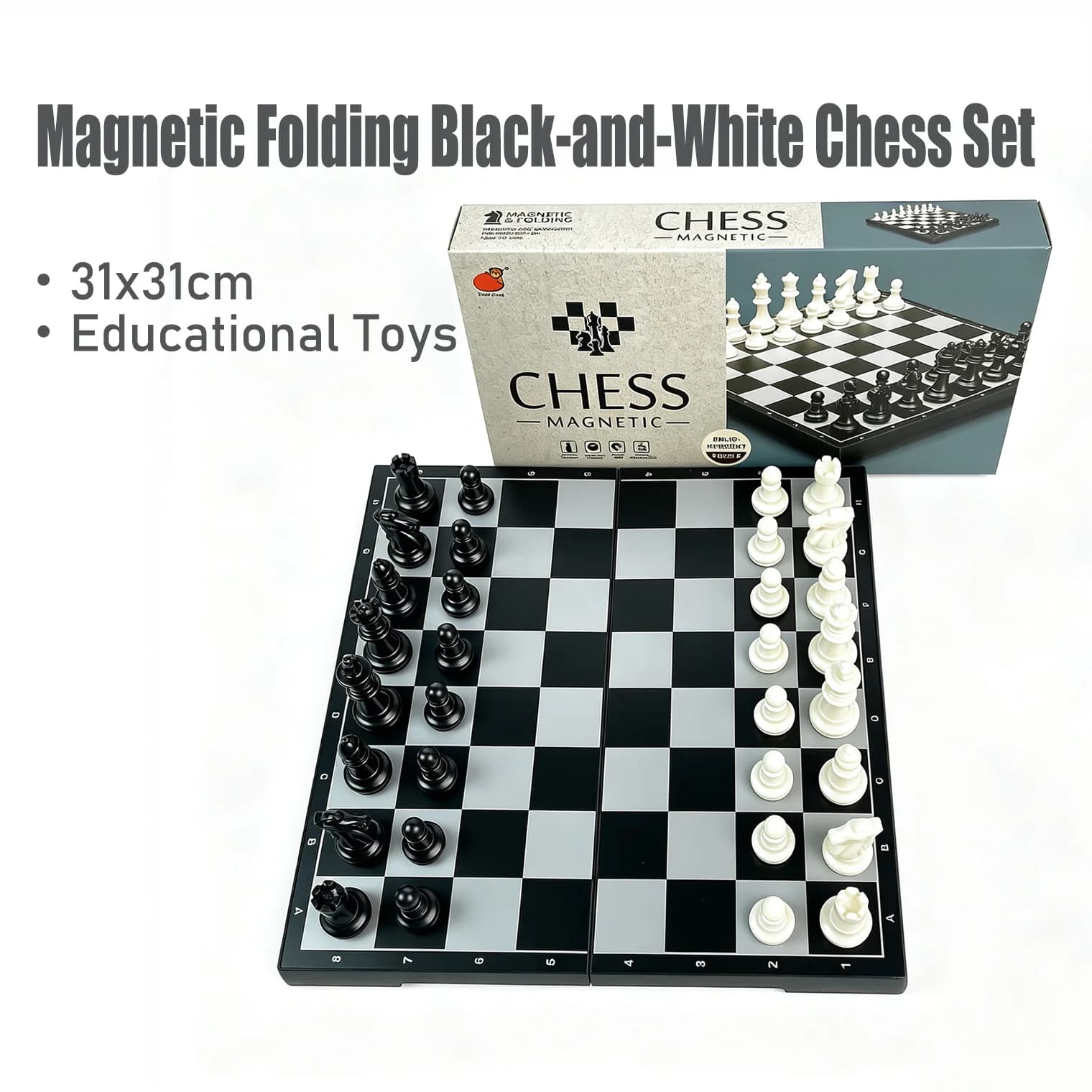 31x31cm Folding Magnetic Chess Set Black White Board Game Educational Puzzle Toy Gift for Kids Adults