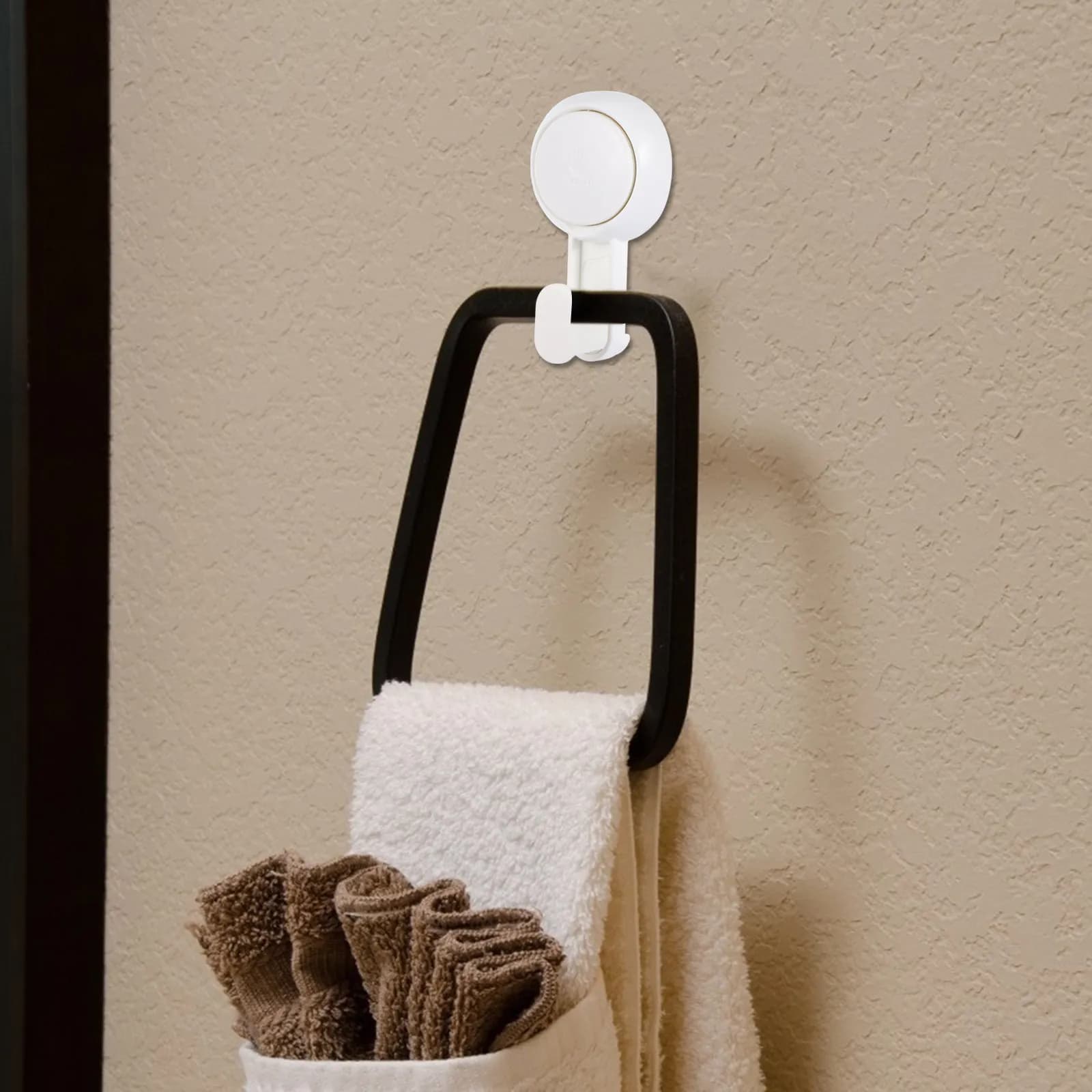 2 Pezzi Ganci a Ventosa Riutilizzabili, Robusti Ganci Sottovuoto per Bagno e Cucina, Appendiabiti da Parete Multiuso per Accappatoi e Asciugamani