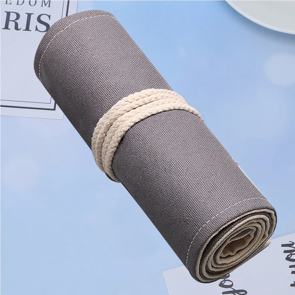 1Pcs Large Capacity Canvas Pencil Roll Holder with 48 Holes Portable Rolling Pouch for Pens Pencils Markers Gel Pens Brushes Art