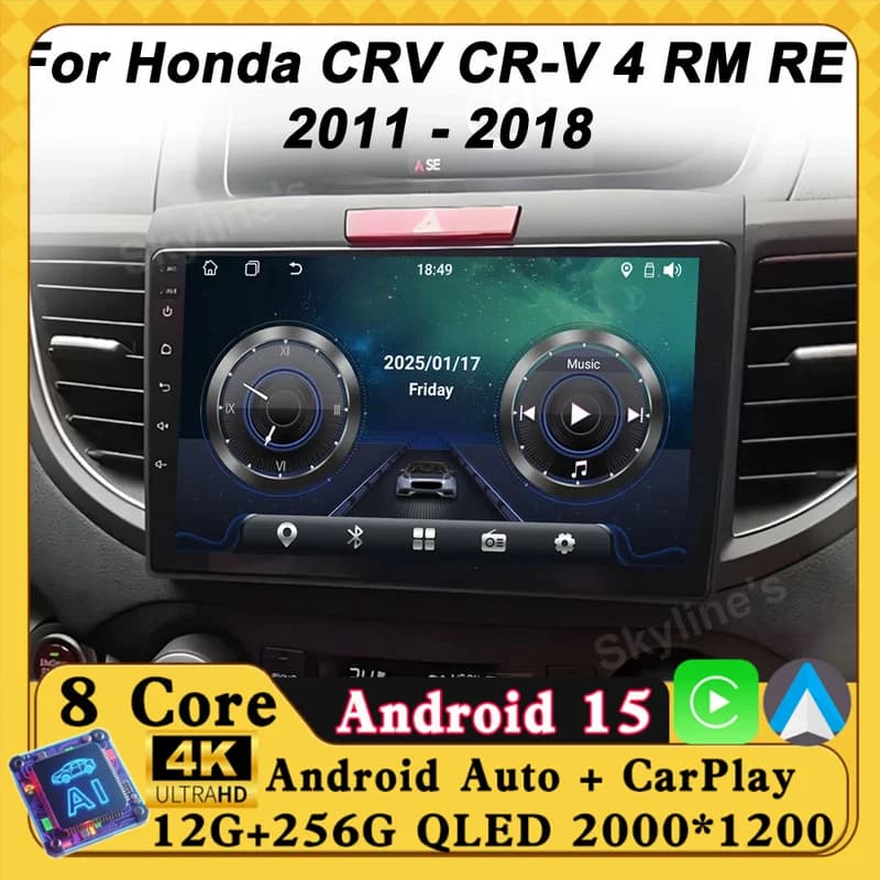 Per Honda CRV CR-V 4 RM RE 2011 - 2018 Lettore video multimediale per auto Autoradio Specchio Link Smart CarPlay Monitor 8 Core Bluetooth