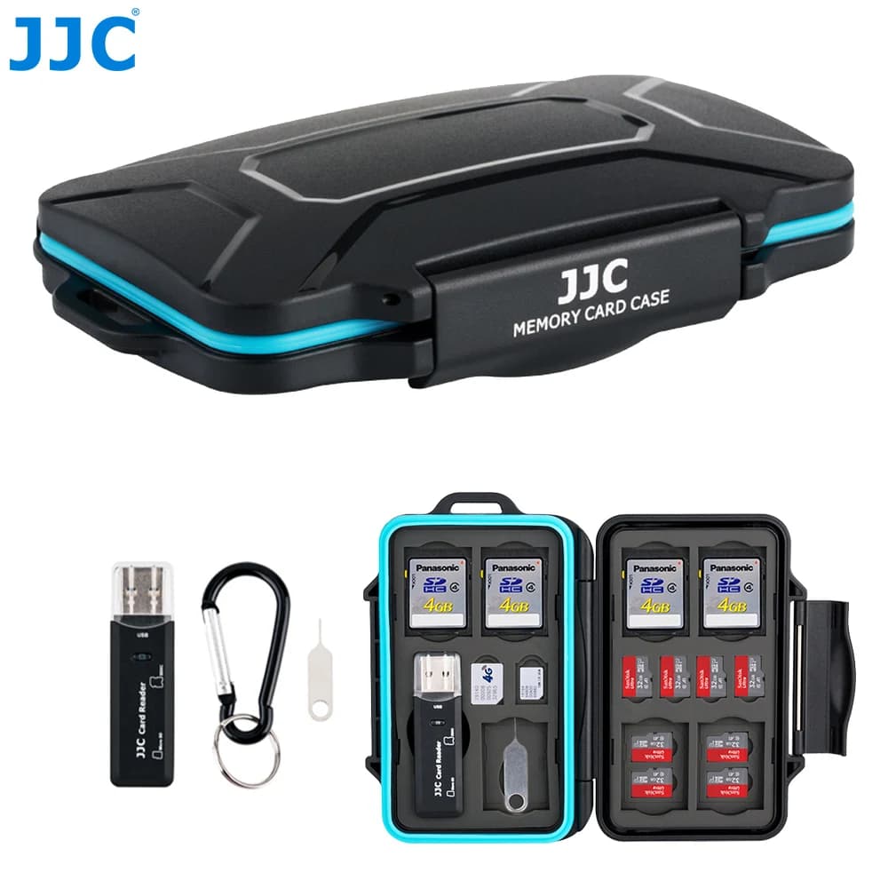 Custodia per scheda MicroSD JJC TF con lettore di schede e pin per scheda SIM Porta scheda di memoria impermeabile per schede SD/Micro SD/Micro SIM/Nano SIM