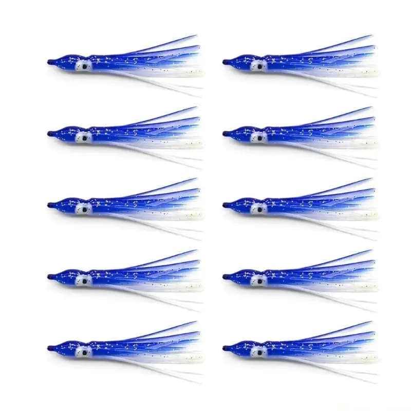 31BE 10 pz 90mm Esche da pesca Polpo luminoso Esche morbide Gomma Gamberetti Esche Calamari Gancio Rotolo stoffa Gancio da in