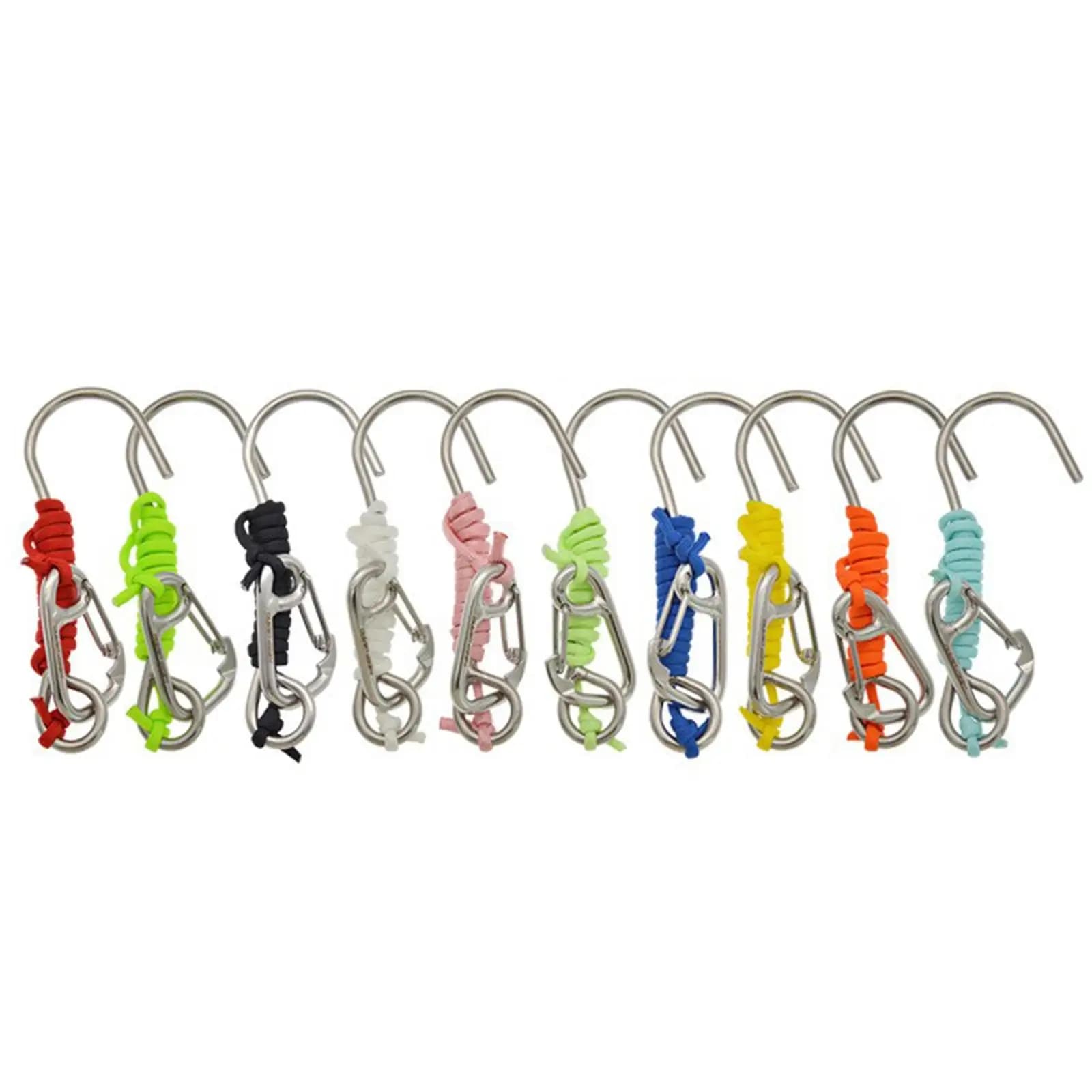 Gancio per immersione unisex adulto durevole con bobina a spirale cordino anti smarrimento corda barriera corallina doppio gancio gancio clip per snorkeling gancio subacqueo