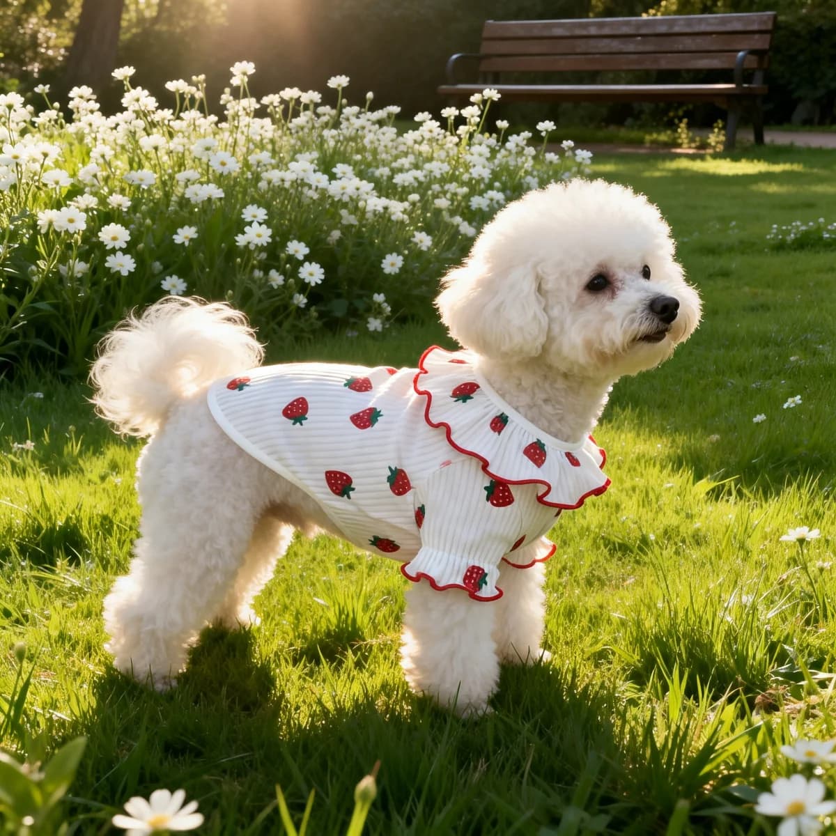 Cute Print Dog Clothes Summer Pet Shirt for Small Dogs Cats Ruffle Collar Puppy T-Shirt Teddy Bichon Pomeranian Apparel Outfits