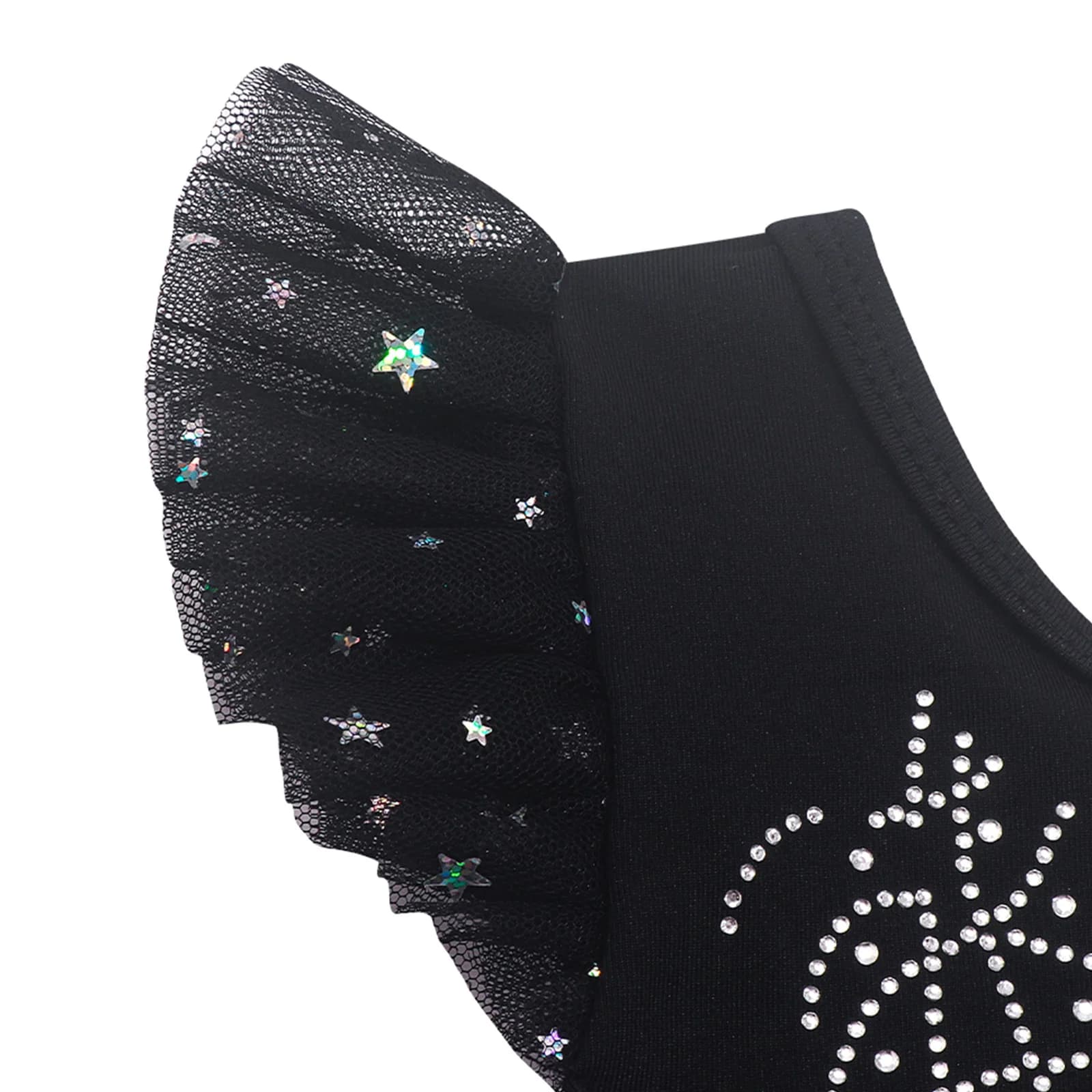 Kids Girls Rhinestone Tutu Dress Gymnastics Ballet Leotard Figure Ice Skating Dance Dress Child Mesh Patchwork Shiny Dancewear
