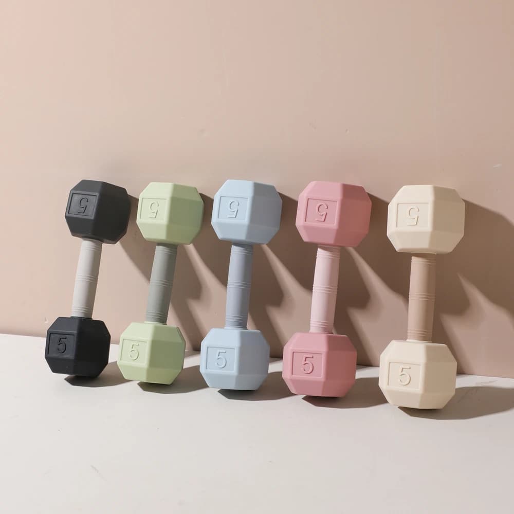Massaggiagengive in silicone a forma di manubrio – Giocattoli per la dentizione dei neonati 0-12 mesi, con suono a sonaglio per la cura dentale, angoli arrotondati, facili da pulire