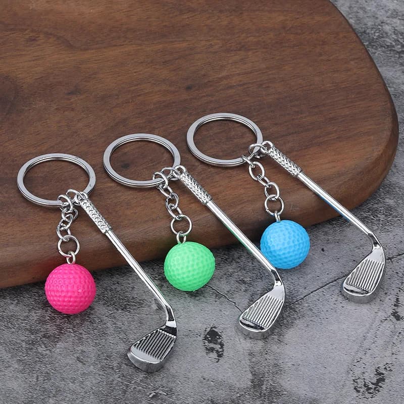 Golf Ball Pendant Keychain Mini Metal Keyring Bag Decoration Golf Club Ball Key Ring Golf Car Phone Key Chain Gift Enthusiasts