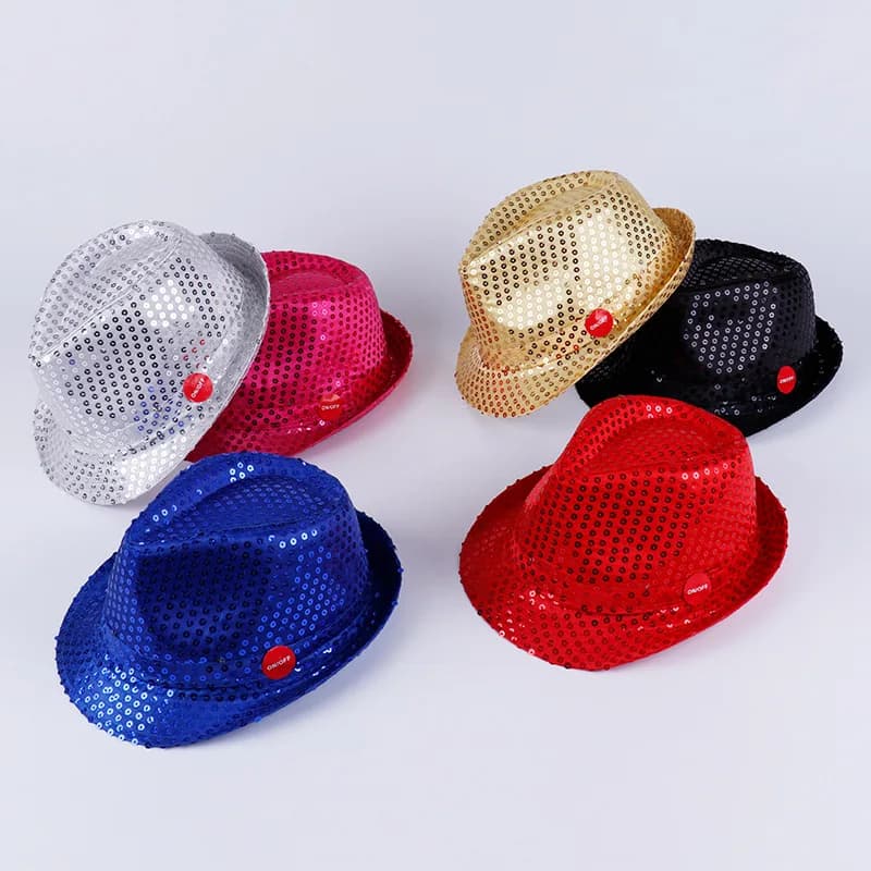 Hip-hop hat with sequins for theater performances Jazz hat for children dance shows Cylinder hat with sequins for festival parties for men and women