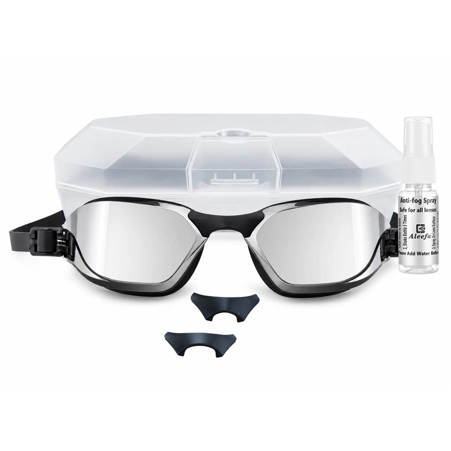 Myopia Swim Goggles for Adults – Anti-Fog HD, 3 Sizes Nose Clips, Prescription Swimming Glasses for Men & Wome