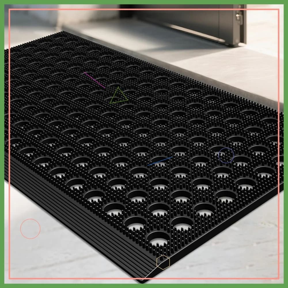 Tappetino per porta resistente e impermeabile, antiscivolo e raccogli sporco per tutte le stagioni, 17" x 29.5" Nero