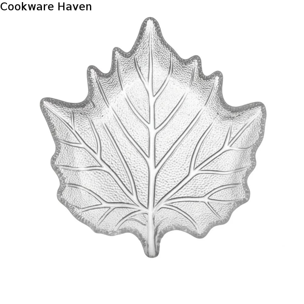 Raised Leaf Pattern Glass Dessert Dish European Style Leaves Shape Desktop Storage Tray Decorative Dried Fruit Trays