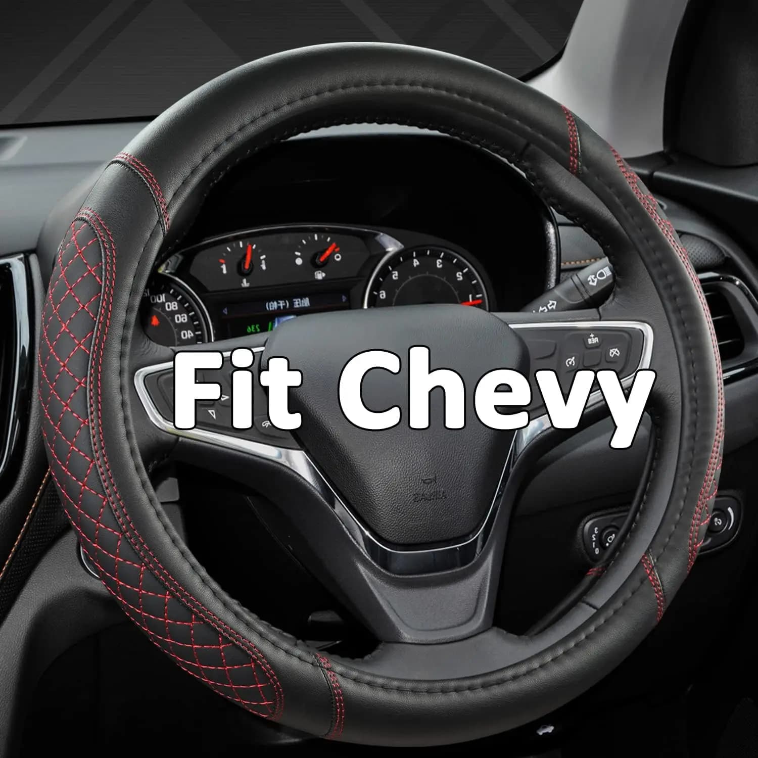 Customized Cover for Chevy Models - Black and Red Rombi Quilted, Standard Size