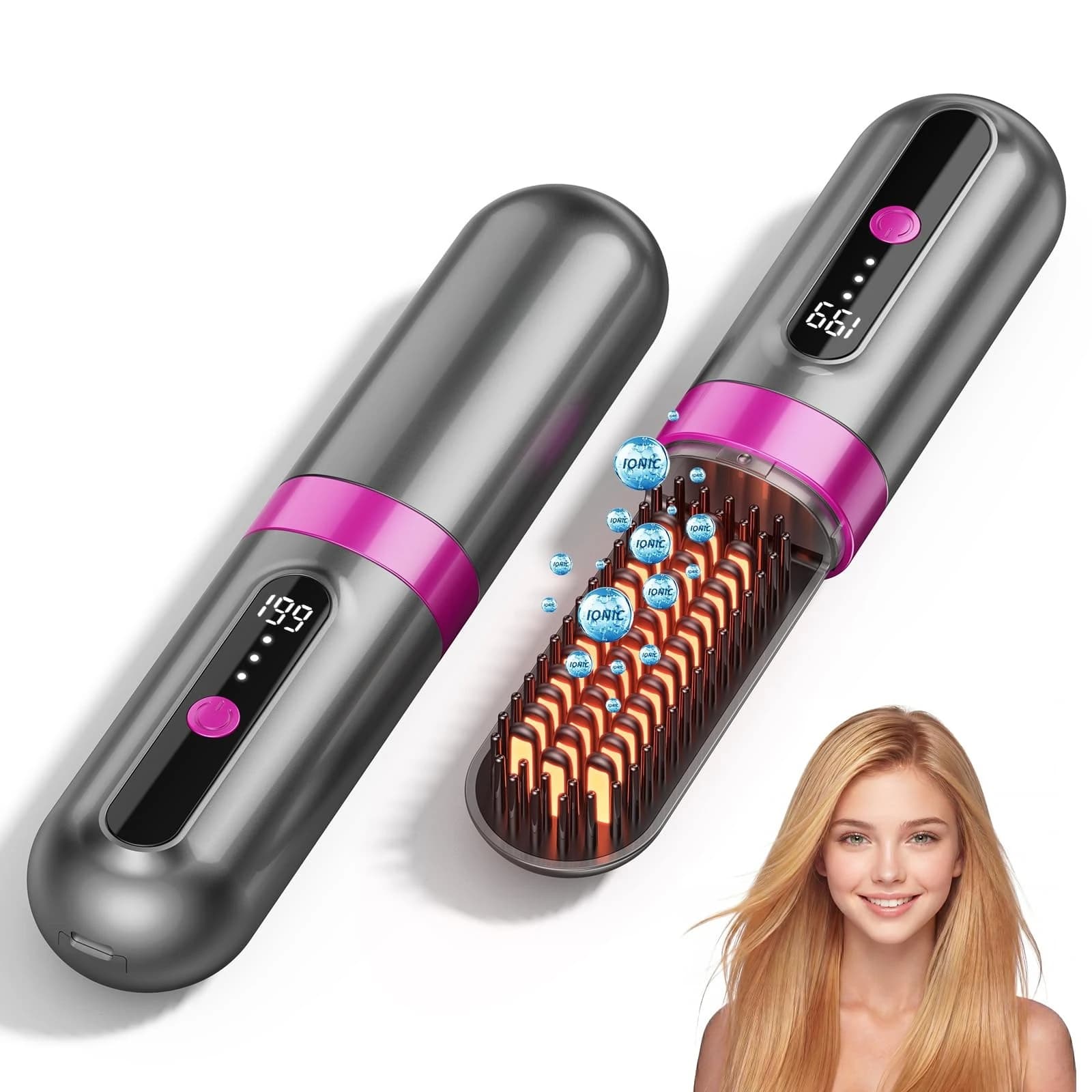 2026 Wireless Leasing Brush, with 300M Anti-Crespo Negative Ions, Quick Heating, Female Styling Laptop Tool