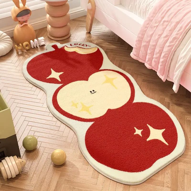VIKAMA Cartoon Creative Little Apple Camera da letto Tappeto da comodino Hatroom Striscia lunga Calore invernale Tappeto Decorazione della casa