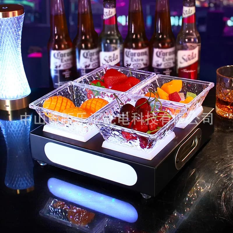 Bar piatto di frutta luminoso quattro griglie e sei griglie piatto di frutta ktv discoteca piatto di frutta secca creativo piatto di snack diviso fru