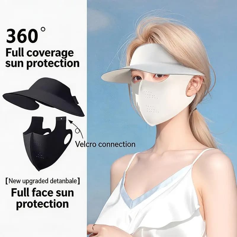 【IIOO】Summer Three-in-One Sunscreen Mask Detachable Full-Face Cycling Cap For Women