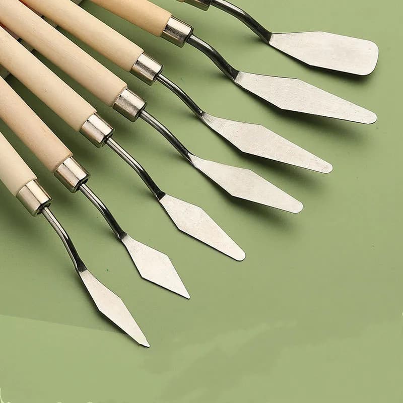 7pcs/Set Oil Painting Scraper Palette Knife Watercolors Fine Acrylic Gouache Paint Spatula Pick Color Mixing Tools Art Supplies