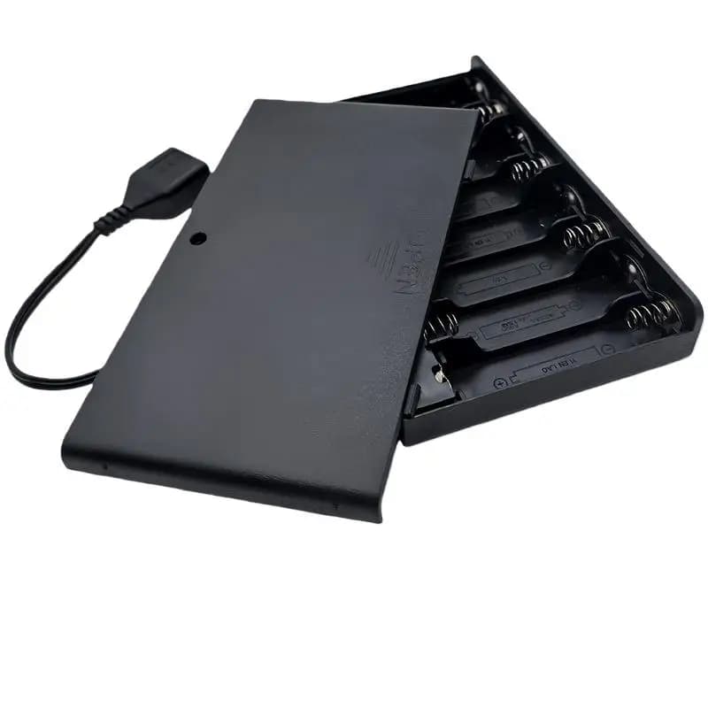 Mini scatola batteria USB da 126,7 * 71,7 * 19,3 mm con coperchio e interruttore 8 X scatola batteria USB AA per strisce luminose a LED da 12 V