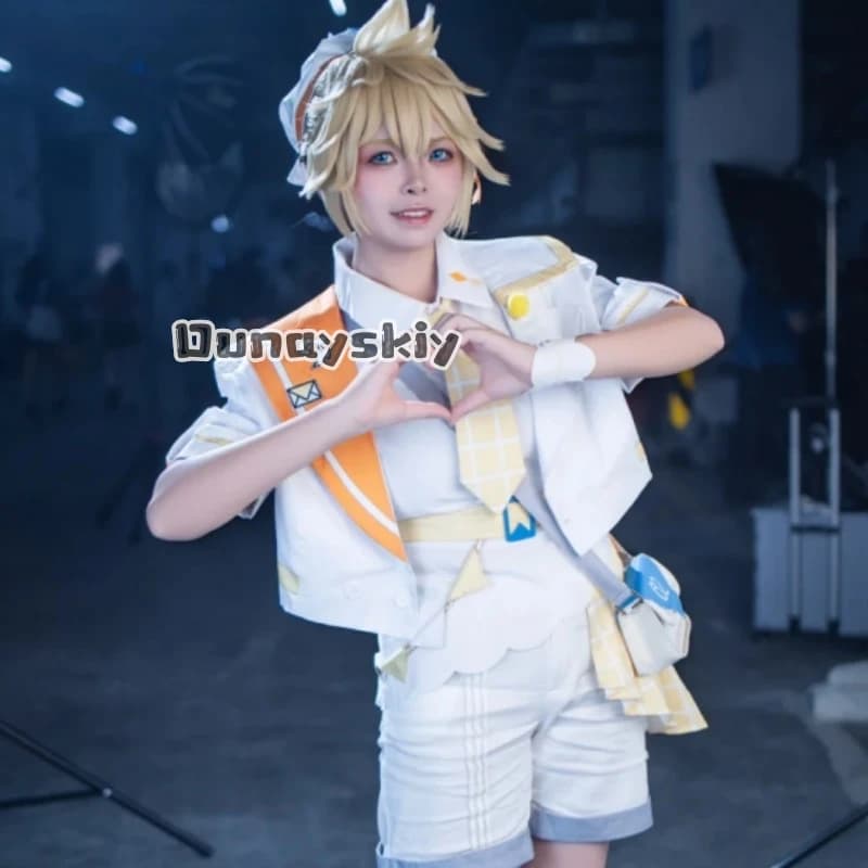 Virtual Singer Len MAGICAL MIRAI 2024 Costume Wig Dress Cosplay Uniform Halloween Cute Project Halloween Full Set Dressing