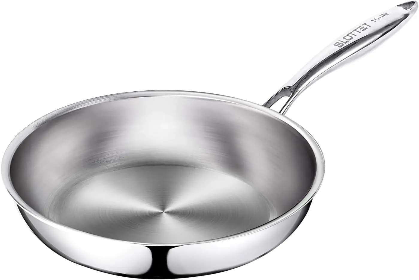 8 Inch Tri-Ply Stainless Steel Frying Pan, Full-Clad Skillet with Stay-Cool Handle, Induction Oven Safe, No Rivets