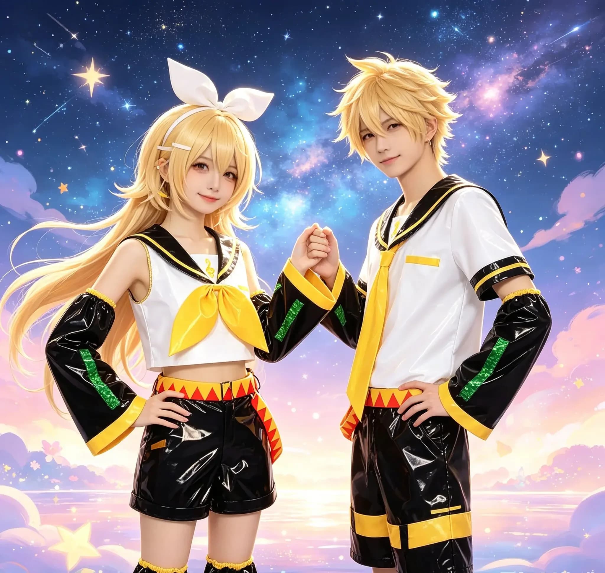 Nouvelle collection 2026 Rin/Len Cosplay avec oreilles : Tenue de cosplay Rin Len, haut et short