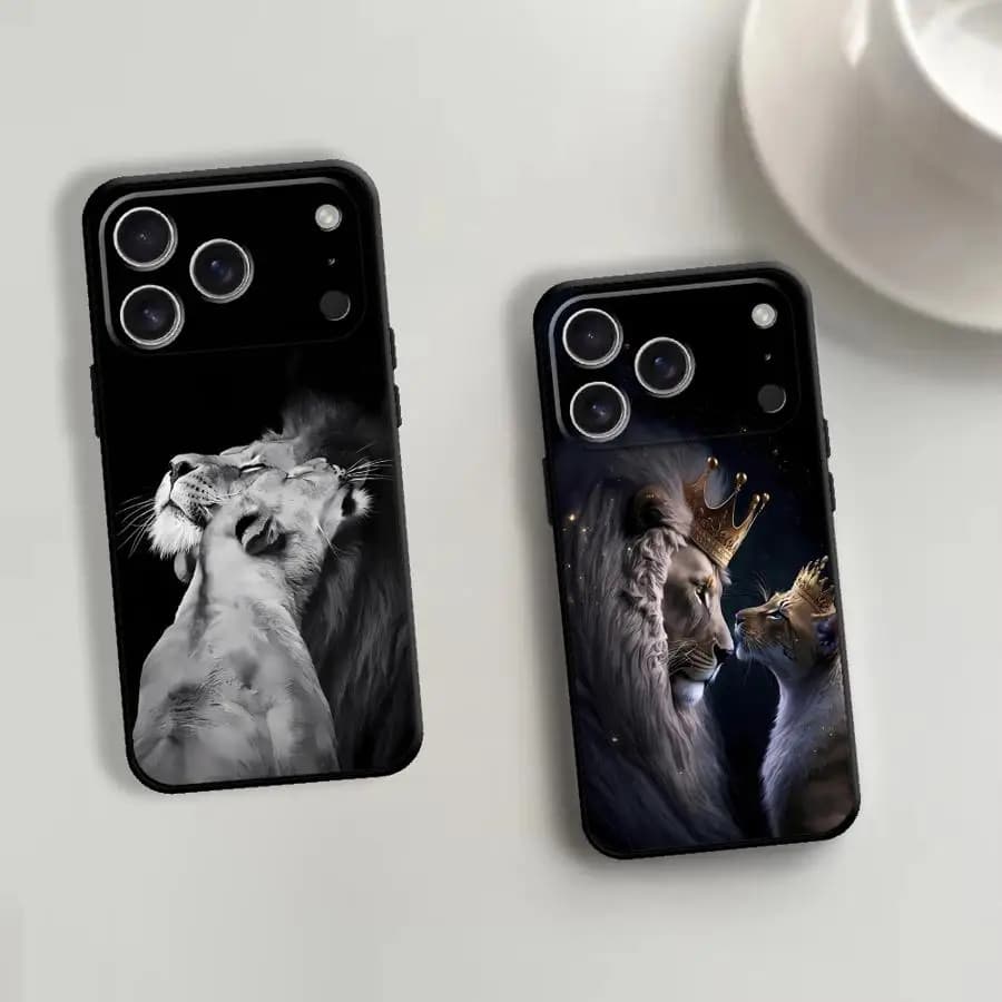 Case for Apple iPhone 17 Pro Max 16 14 15 Pro 7 8 12 17e Air 13 11 XR XS MAX Funda Phone Cover Crown Lion