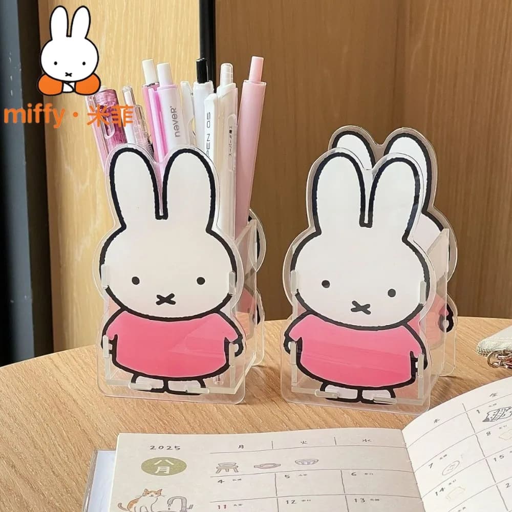 Portapenne Miffy Fai-da-Te, Organizzatore da Scrivania Creativo a Forma di Cartone Animato, Contenitore Multiuso Carino per Cancelleria Studenti e Pennelli da Trucco, Decorazione per Scrivania