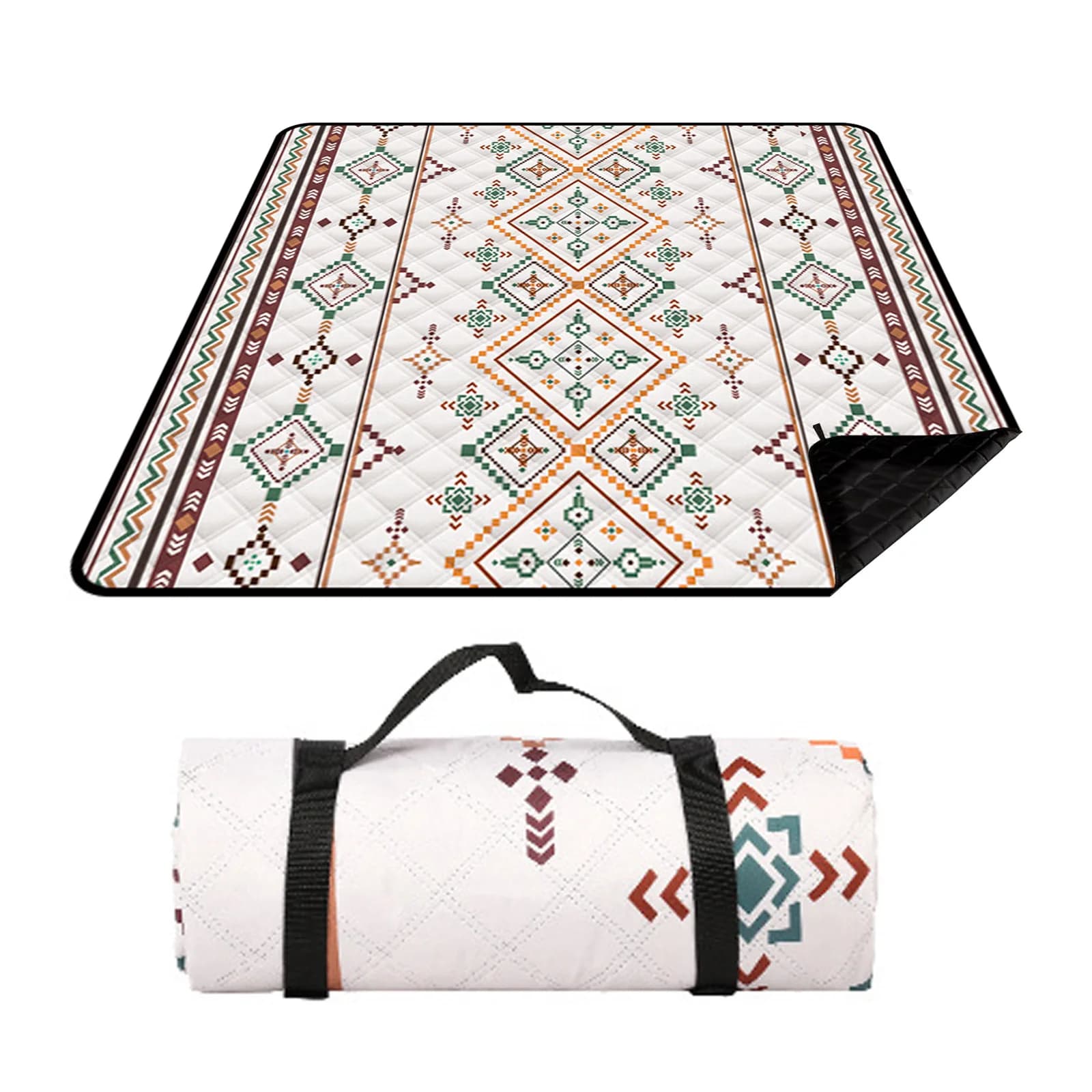 Coperta da Picnic Impermeabile, Tappetino da Spiaggia Grande 200x200CM, Tappeto da Esterno per Picnic, Tappetino da Spiaggia con Maniglia per il Trasporto per Campeggio, Spiaggia