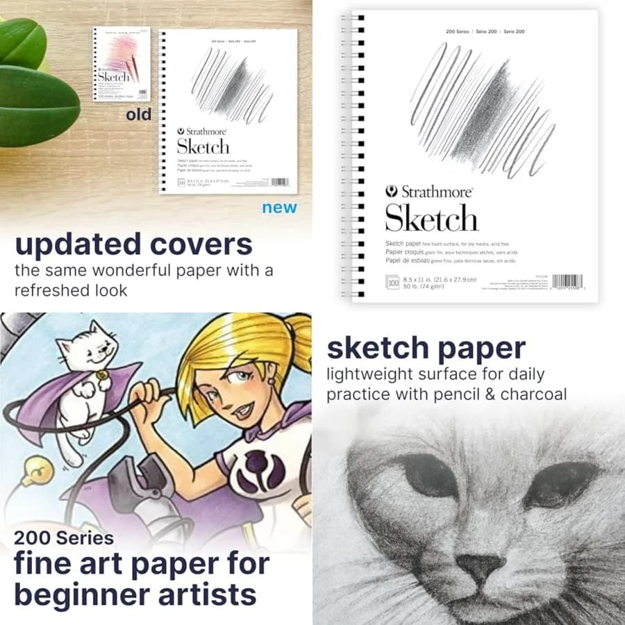 200 Series Sketch Pad, inch, 100 Sheets, Side Wire - Artist Sketchbook for Drawing, Illustration, Art Class Students