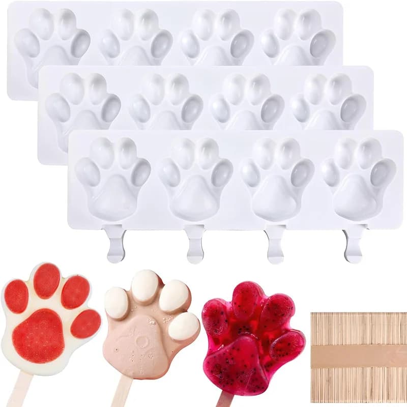 Stampo in silicone per gelato Stampo per cubetti di ghiaccio a forma di zampa di cane fai-da-te Stampo antiaderente per mousse francese Stampo per ghiaccioli di ghiaccio estivo Gadget da cucina