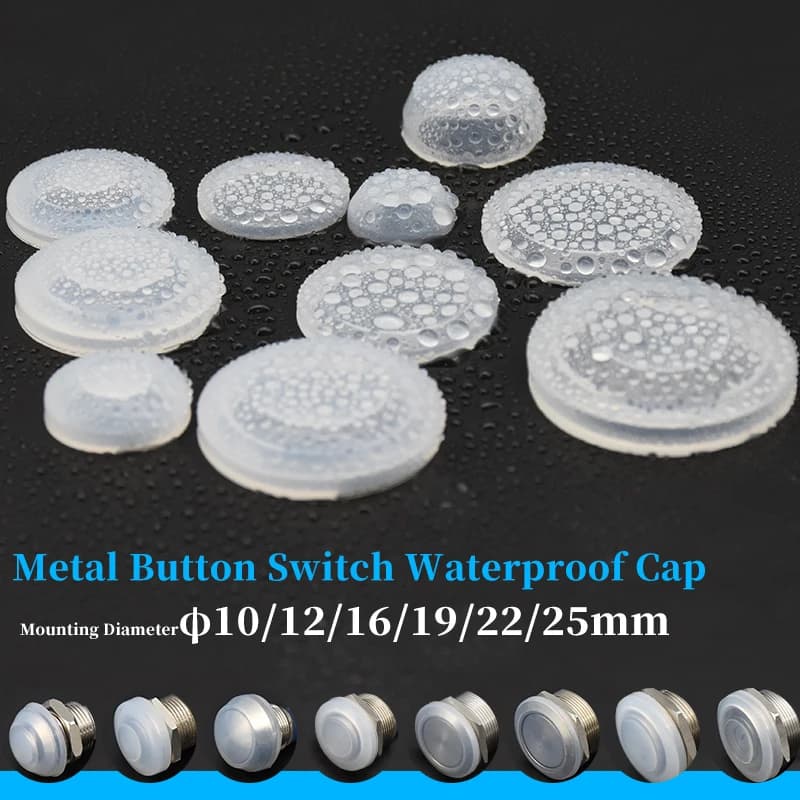 10Pc 10mm 12mm 16mm 19mm 22mm 25mm Metal Button Switch Protective Dust Cover Silicone Waterproof