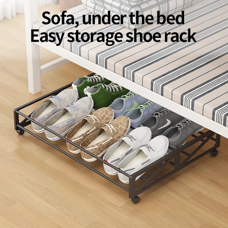 Multifunctional Shoe Box with Wheels, Rectangular Shoe Box/Shoe Storage Rack, Suitable for Under-Bed Storage, Under-Desk, Under-Sofa, Under-Closet, Hidden Shoe Storage for Home, Living Room, Bedroom