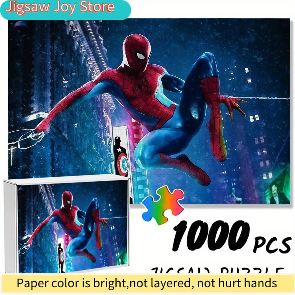 Puzzle senza cuciture a tema Marvel Z9.19-21, Spider-Man nella città notturna - Puzzle spesso e resistente, un fantastico gioco mentale per adulti, Pe