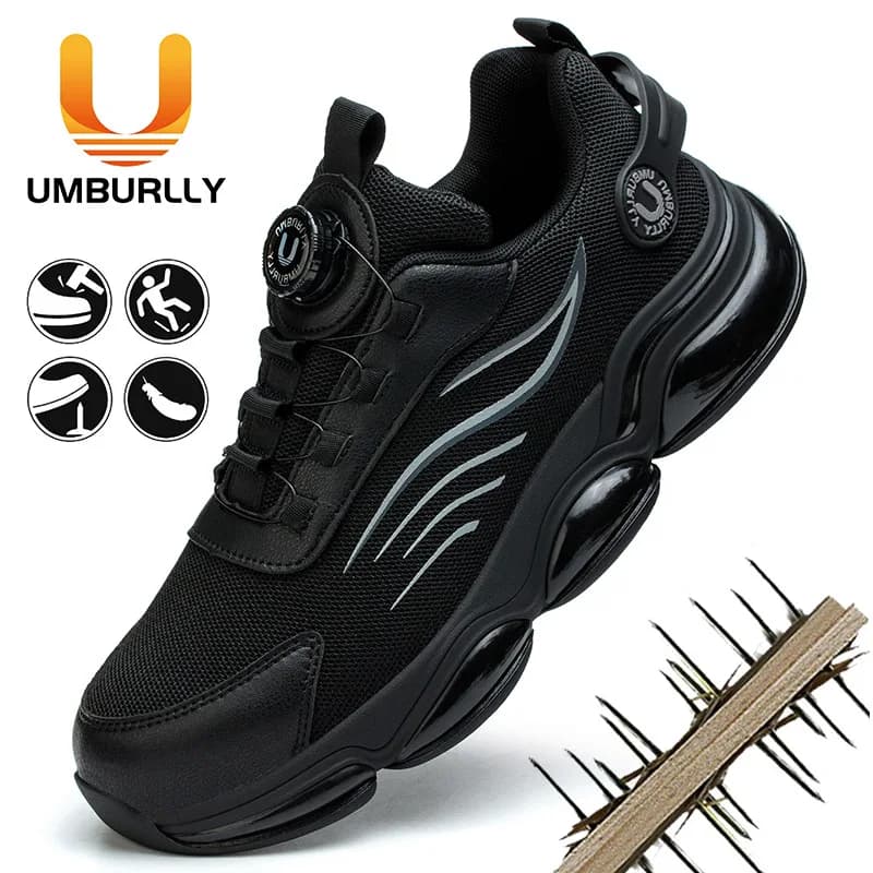 Stivali da lavoro antinfortunistici da uomo con punta in acciaio Scarpe antiscivolo antiforatura Calzature protettive anti-impatto leggere e comode per il posto di lavoro