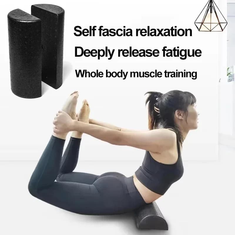 30/45 cm semicircular yoga column Epp, fitness equipment with axle in smooth foam for yoga Yoga Mattone yoga for workout on the black balance