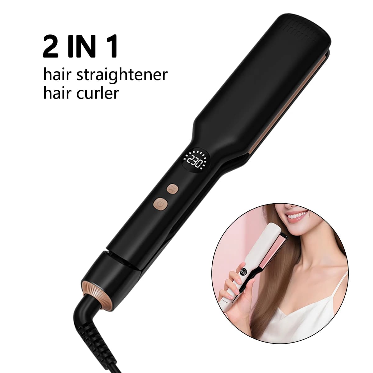 Minhuang Hair Plate 2 in 1 Professional Iron Ceramic Quick Heat Treatment Hair styling tool for wet or dry hair