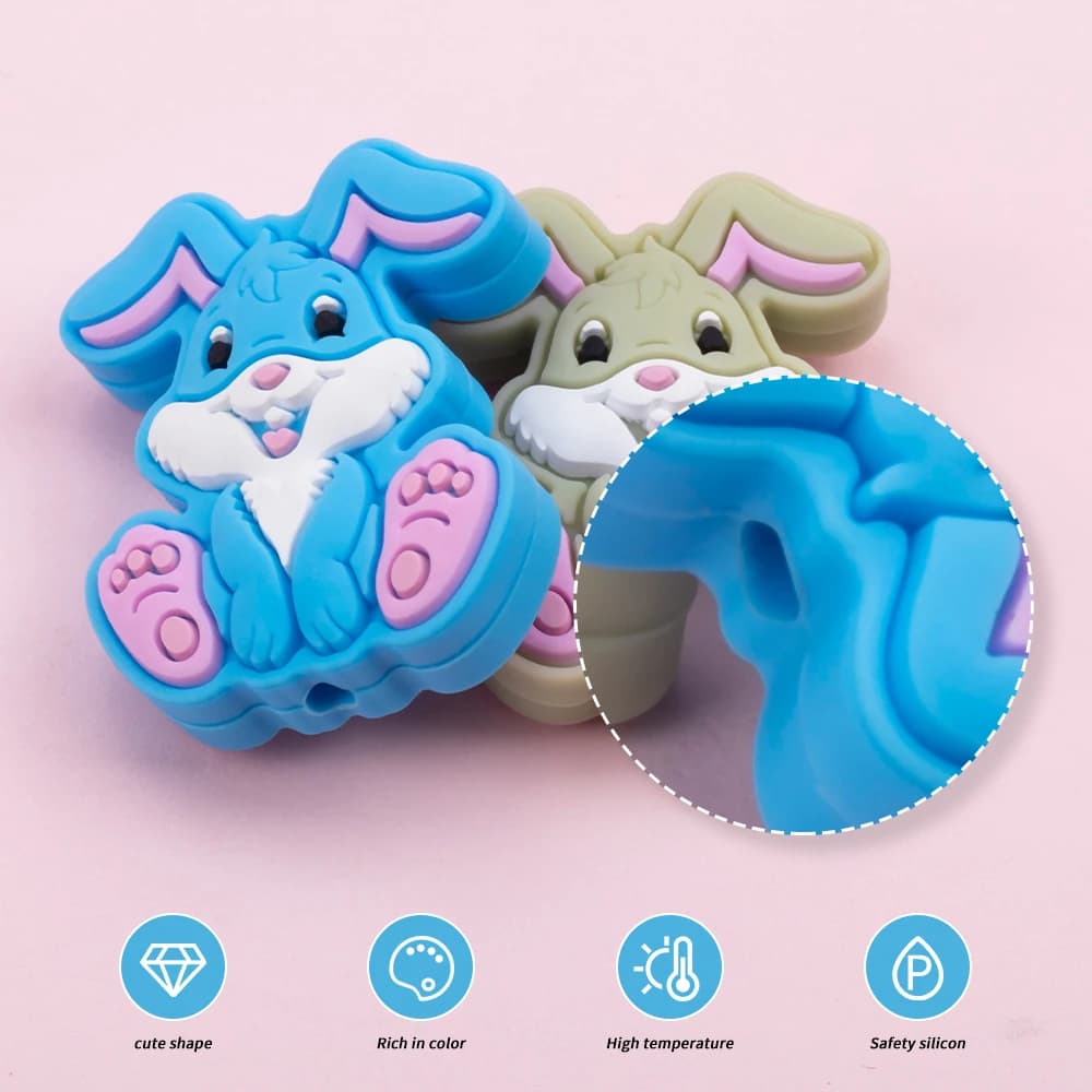 10 pezzi di perline in silicone coniglietto per la creazione di gioielli fai da te sfusi per collane, bracciali, orecchini, gioielli, accessori fatti a mano