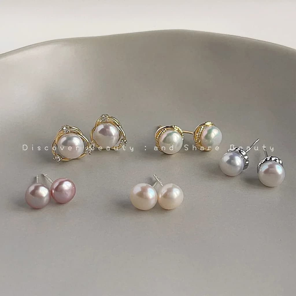 DIY accessories Personality small freshwater pearl stud earrings women's French elegance temperament earrings niche fashion comm