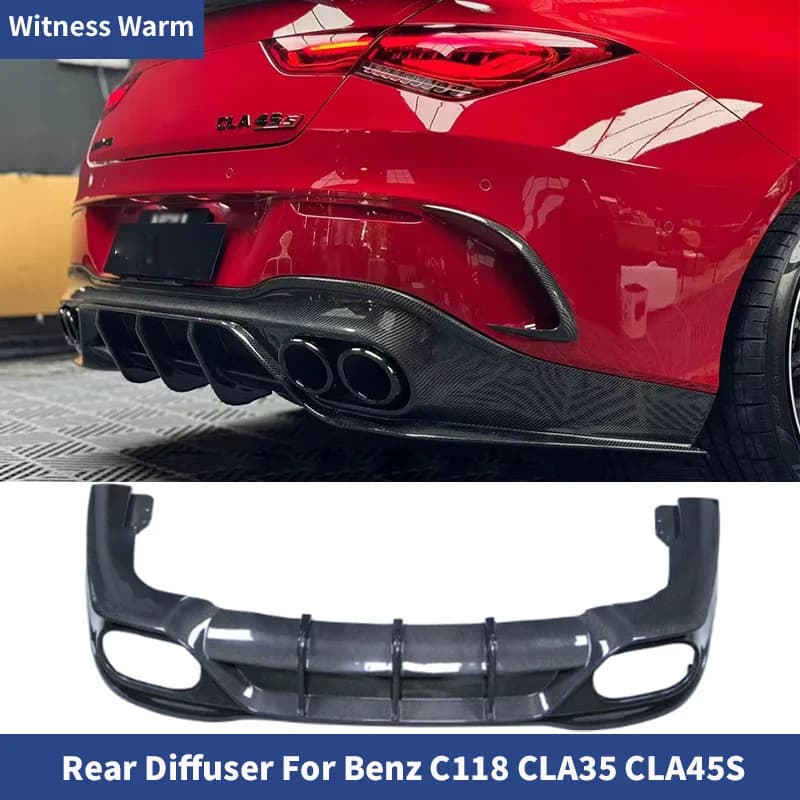 Carbon Fiber Car Rear Bumper Diffuser Spoiler for Mercedes Benz CLA Class C118 Sport CLA45 CLA35 AMG 2020-2025 Rear Apron Lip