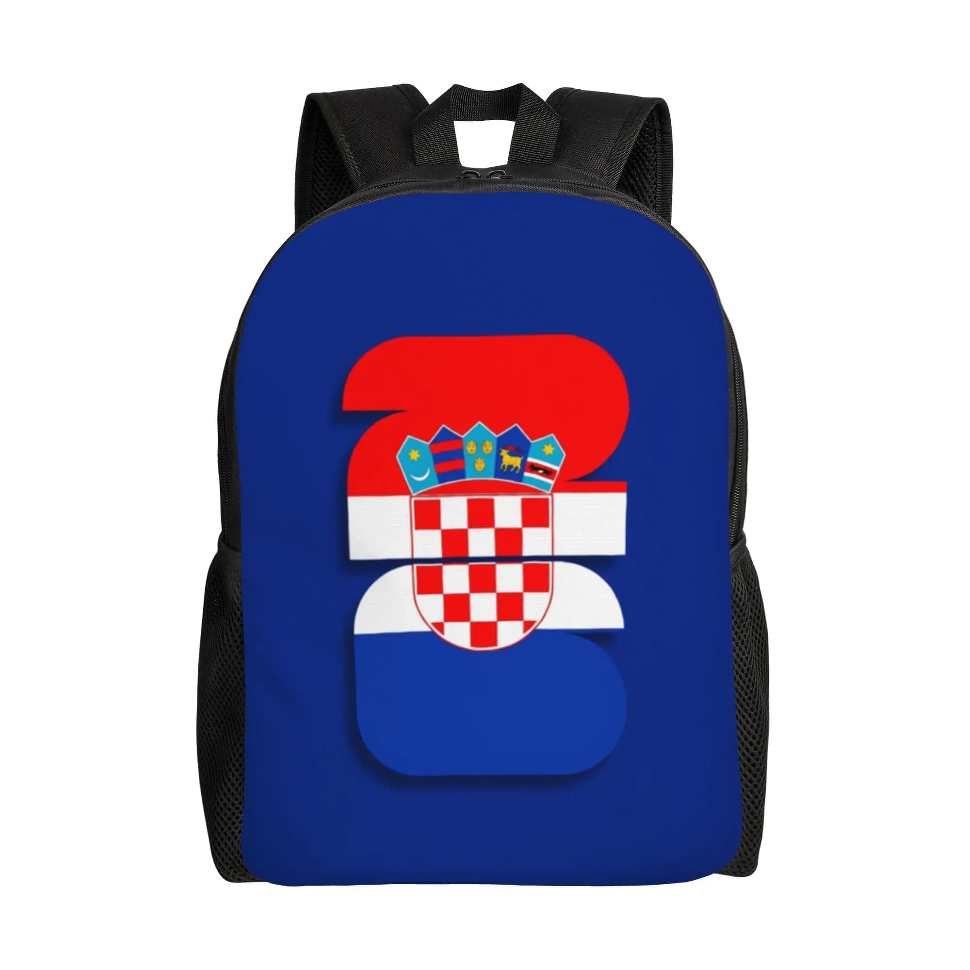 Back to school season Croatia Red White Check Crest Flag Blue Base Number 26 Football Graphic Knapsack Female Light Backpack