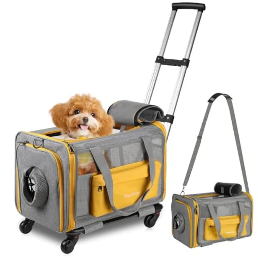 Trasportino per animali con ruote 45 x 33 x 33 cm, omologato per il trasporto aereo, per animali fino a 9 kg, borsa da viaggio con ruote di nuova concezione.