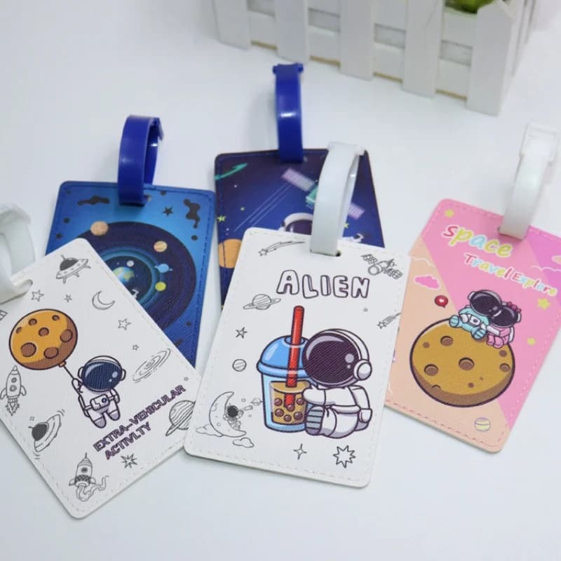 Etichetta per bagagli astronauta spaziale Donna Uomo Accessori da viaggio PU Valigia ID Indirizzo Titolare Bagaglio Etichetta d'imbarco Etichetta portatile