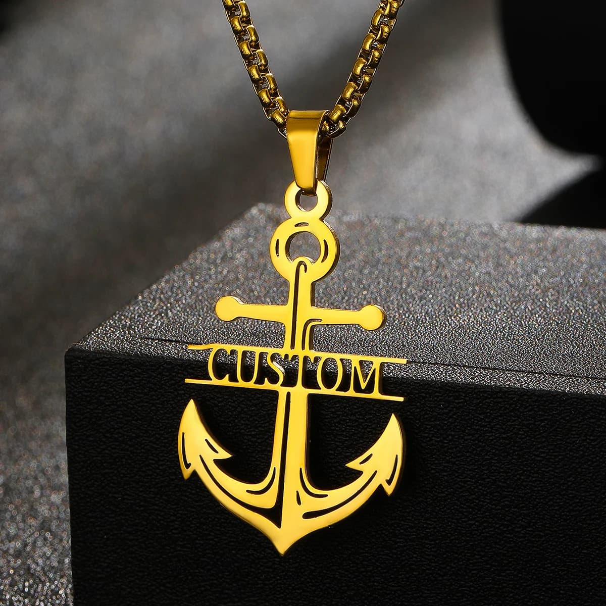 Collana con nome personalizzato con ancora Collana da donna in acciaio inossidabile con targhetta personalizzata Collana da barca da uomo con ciondolo regalo di Natale