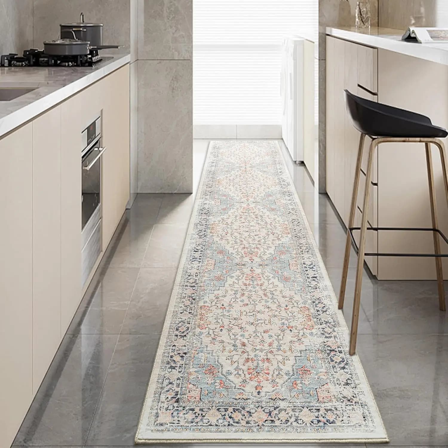 VIKAMA Boho 2x8 Hallway Runner Rug Non-Slip Washed Kitchen Rug Indoor Area Floor Mat Home Decor Laundry Room Bedroom Long Carpet