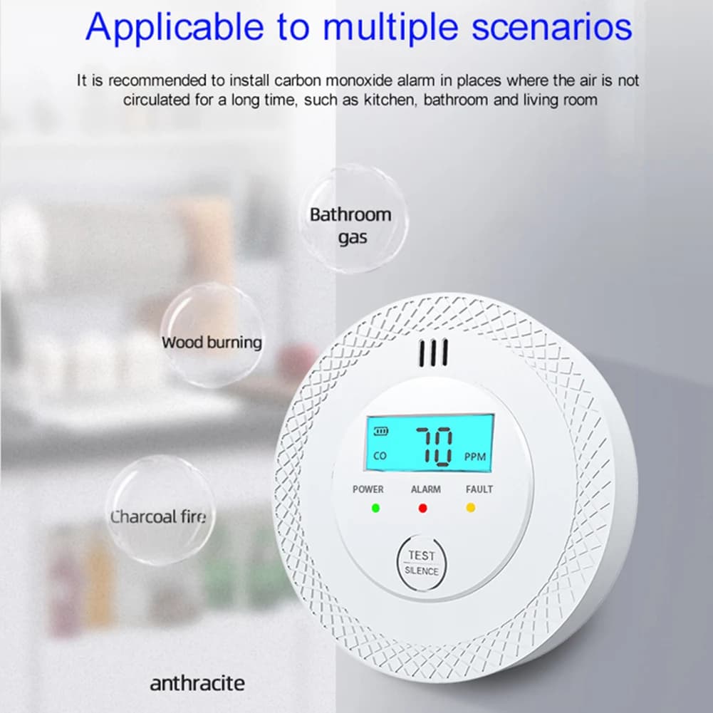 Rilevatore di Monossido di Carbonio con Allarme 85dB, Sensore CO ad Alta Sensibilità con LED, per Casa e Ufficio