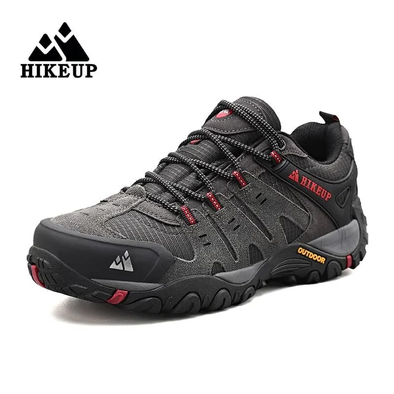 Scarpe da Trekking da uomo HIKEUP scarpe da esterno in pelle scamosciata scarpe da ginnastica tattiche da caccia da Trekking da uomo resistenti all'usura