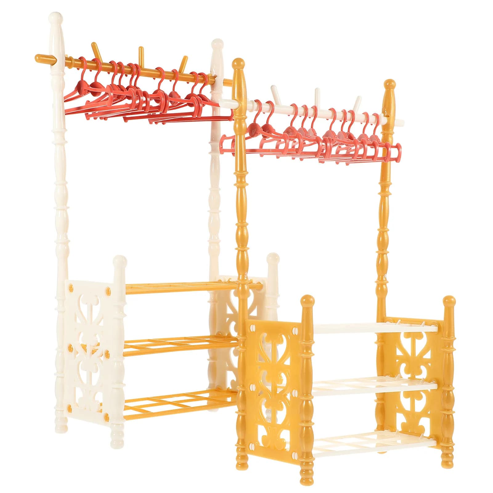 2Sets Miniature Clothes Hanger ABS Premium Material Rustic Design Dollhouse Bedroom Living Room Decoration Furniture