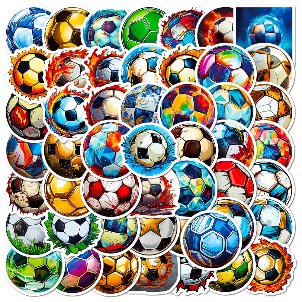 10/30/50pcs Cartoon Cool Soccer Stickers Colorful Football Graffiti Decals DIY Suitcase Notebook Helmet Funny Decoration Sticker