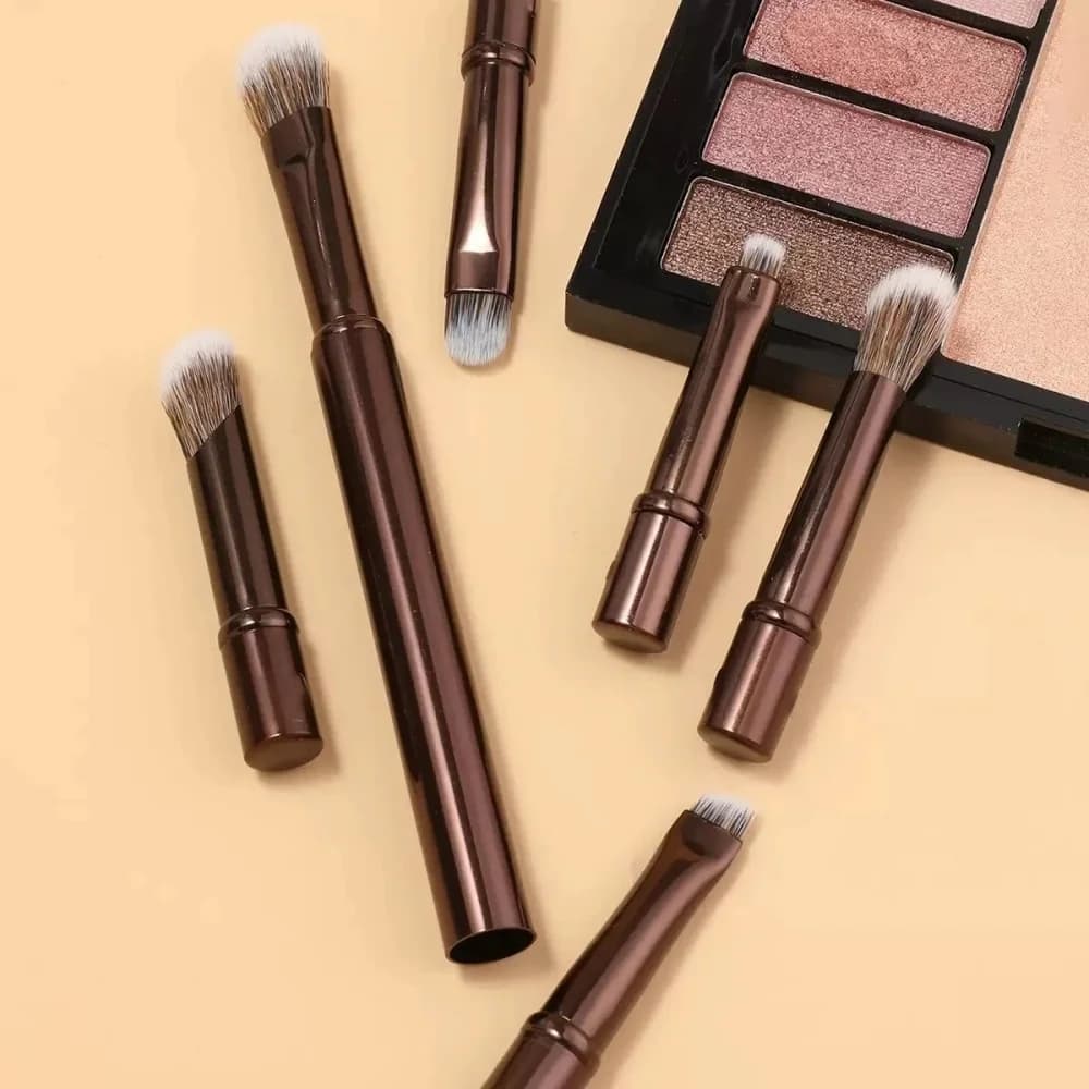 6Pcs Portable Mini Travel Makeup Brushes Set With Box Cosmetic Powder Foundation Powder Eyeshadow Blush Blending Concealer Brush