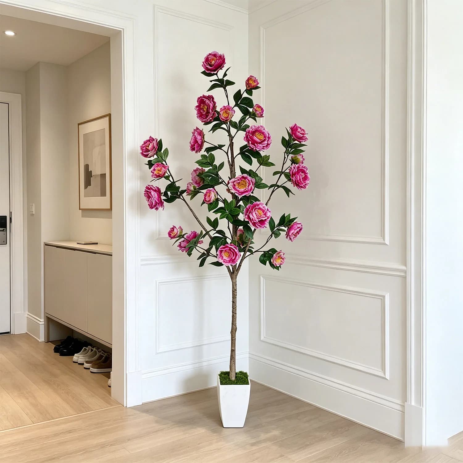 Albero di Peonia Rosa Realistico 1.3m-1.8m, Fiore Artificiale, Pianta Finta per Centrotavola Matrimonio, Decorazione Casa Giardino Cortile